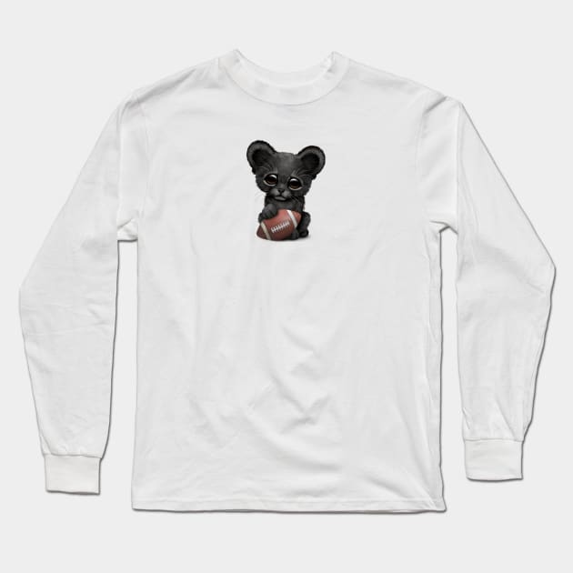 Black Panther Cub Playing With Football Long Sleeve T-Shirt by jeffbartels